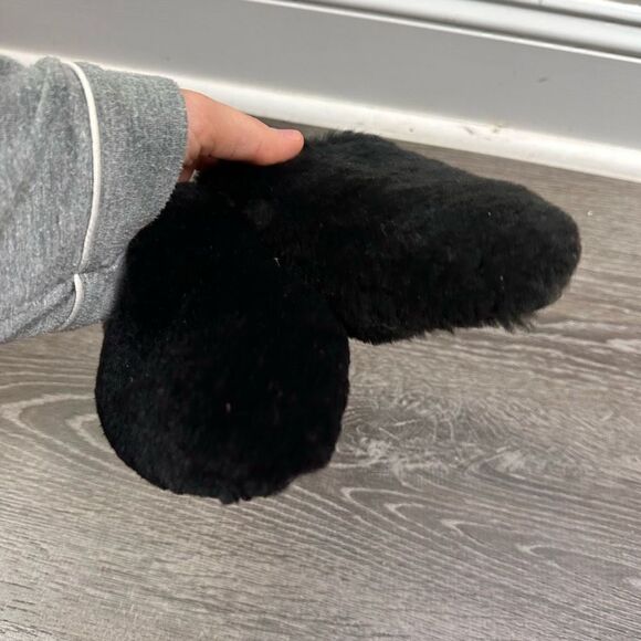 Matisse romance black shearling fur pointed toe slide sandals 7 - Picture 2 of 5